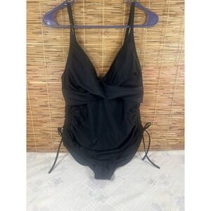 HEATHYOGA  1 Piece‎ Black Flattering Swimsuit Size L New